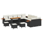 Havesofa Sæt med pude 18 pcs Sort og Cream polyrattan