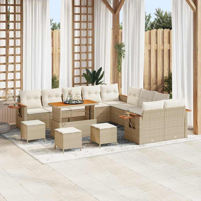 Havesofa Sæt 18 stk. 11-Antal sæder Beige og creme polyrattan