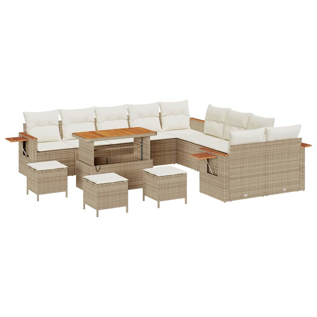 Havesofa Sæt 18 stk. 11-Antal sæder Beige og creme polyrattan