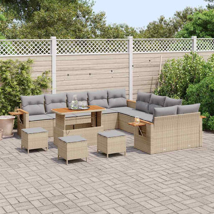 Havesofa Sæt 18 stk. 11-Antal sæder Beige og lys grå polyrattan