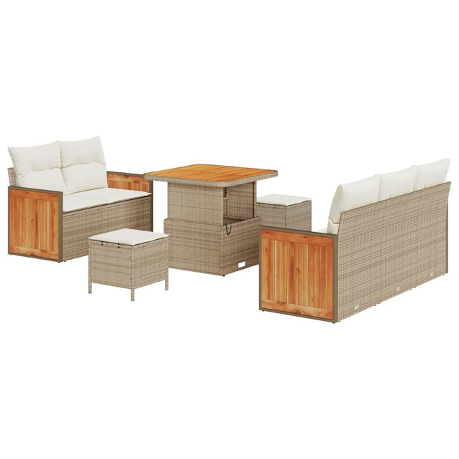 Havesofa Sæt 10 stk. 7-Antal sæder Beige og creme polyrattan