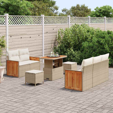 Havesofa Sæt 10 stk. 7-Antal sæder Beige og creme polyrattan