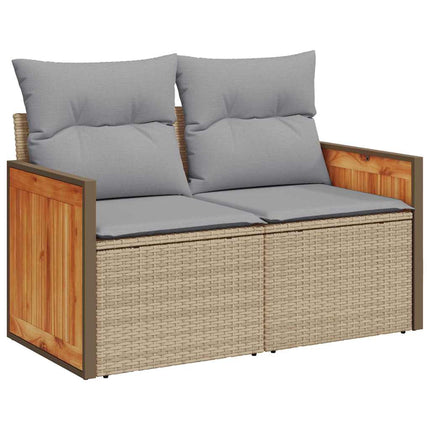 Havesofa Sæt med pude 10 pcs Beige og lys grå polyrattan