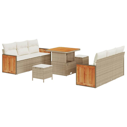 Havesofa Sæt 11 stk. 8-Antal sæder Beige og creme polyrattan