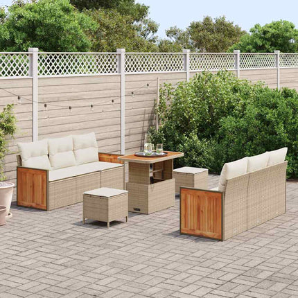 Havesofa Sæt 11 stk. 8-Antal sæder Beige og creme polyrattan