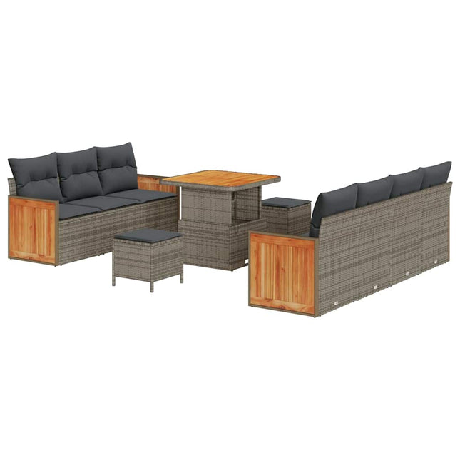 Havesofa Sæt med pude 13 pcs Grå polyrattan