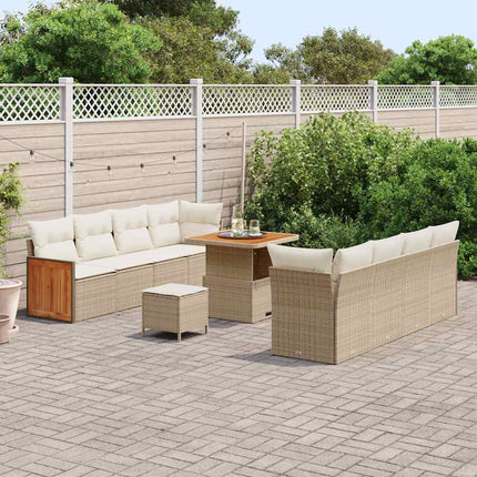 Havesofa Sæt med pude 12 pcs Beige og creme polyrattan
