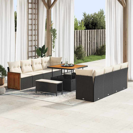 Havesofa Sæt Sort og Cream 231 x 224 x 85 cm polyrattan