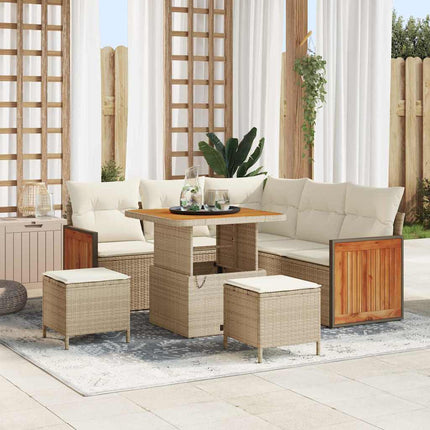 Havesofa Sæt 9 stk. 6-Antal sæder Beige og creme polyrattan