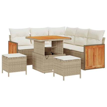 Havesofa Sæt 9 stk. 6-Antal sæder Beige og creme polyrattan