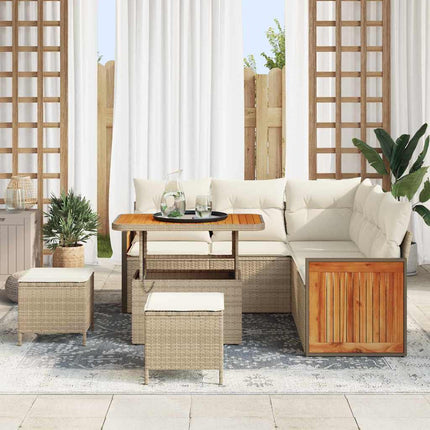 Havesofa Sæt 9 stk. 6-Antal sæder Beige og creme polyrattan