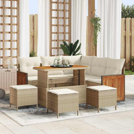 Havesofa Sæt 9 stk. 7-Antal sæder Beige og creme polyrattan