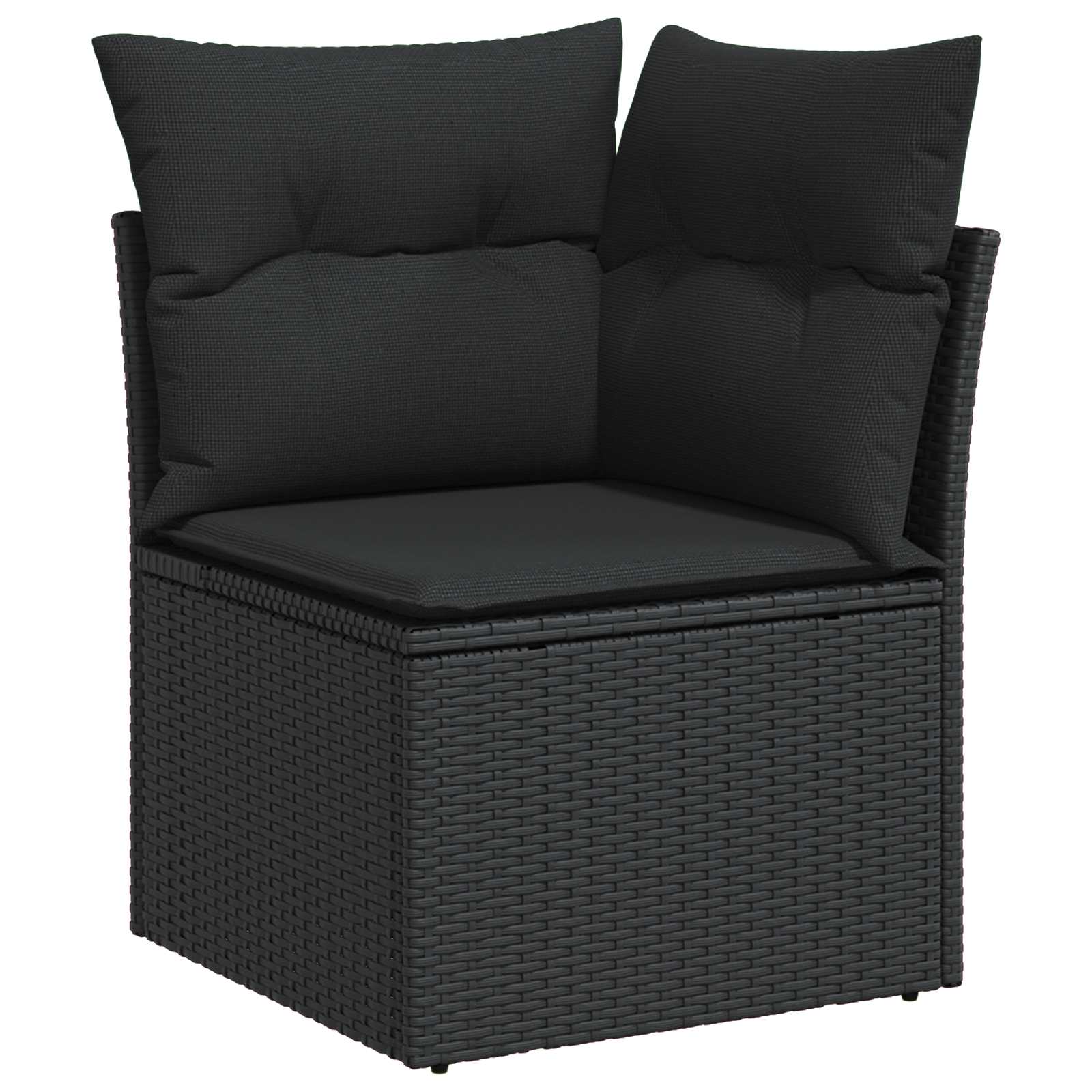 Havesofa Sæt med pude 11 pcs Sort polyrattan