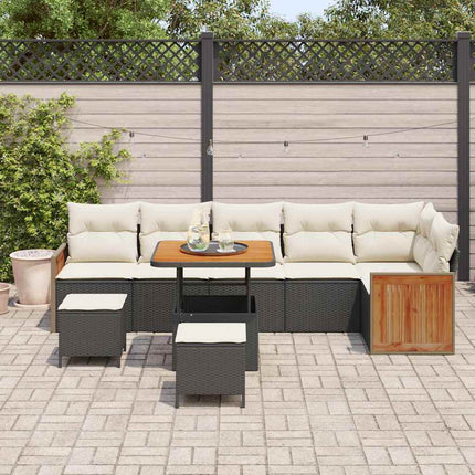 Havesofa Sæt 11 stk. 7-Antal sæder Sort og Cream polyrattan
