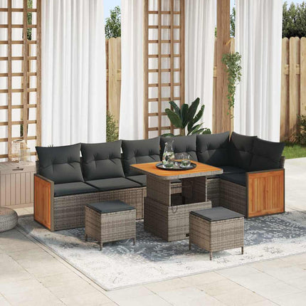Havesofa Sæt med pude 11 pcs Grå polyrattan