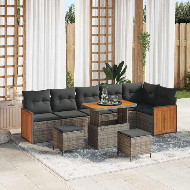 Havesofa Sæt med pude 11 pcs Grå polyrattan