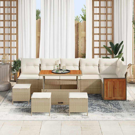Havesofa Sæt 12 stk. 8-Antal sæder Beige og creme polyrattan