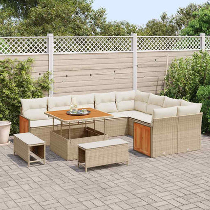 Havesofa Sæt 13 stk. 11-Antal sæder Beige og creme polyrattan