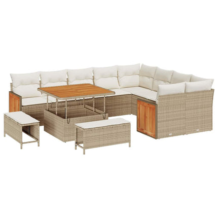 Havesofa Sæt 13 stk. 11-Antal sæder Beige og creme polyrattan