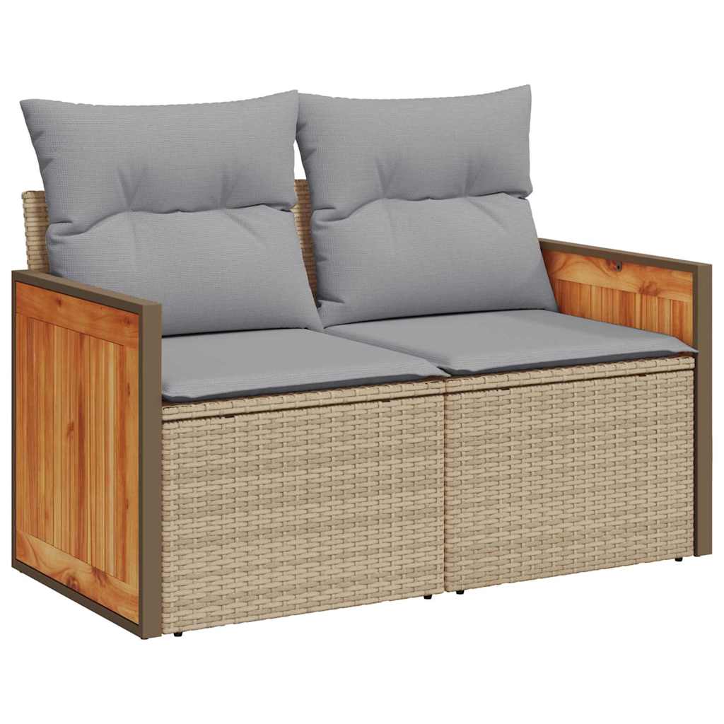 Havesofa Sæt med pude 13 pcs Beige og lys grå polyrattan