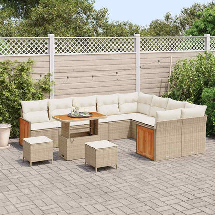Havesofa Sæt 13 stk. 9-Antal sæder Beige og creme polyrattan