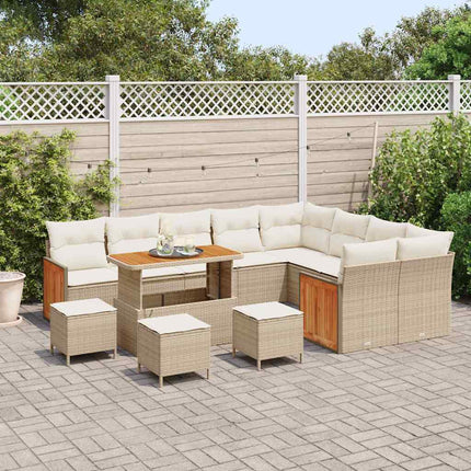 Havesofa Sæt 14 stk. 10-Antal sæder Beige og creme polyrattan