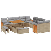 Havesofa Sæt med pude 17 pcs Beige og lys grå polyrattan