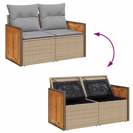 Havesofa Sæt 17 stk. 10-Antal sæder Beige og lys grå polyrattan