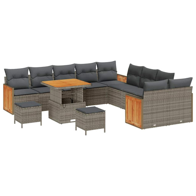 Havesofa Sæt med pude 17 pcs Grå polyrattan