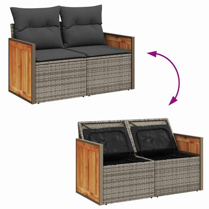 Havesofa Sæt med pude 17 pcs Grå polyrattan