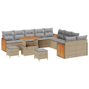 Havesofa Sæt med pude 17 pcs Beige og lys grå polyrattan
