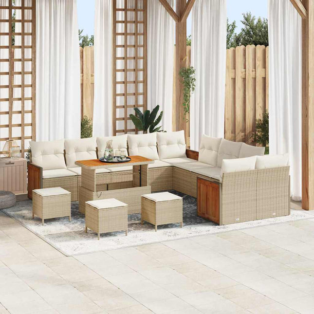 Havesofa Sæt 18 stk. 11-Antal sæder Beige og creme polyrattan