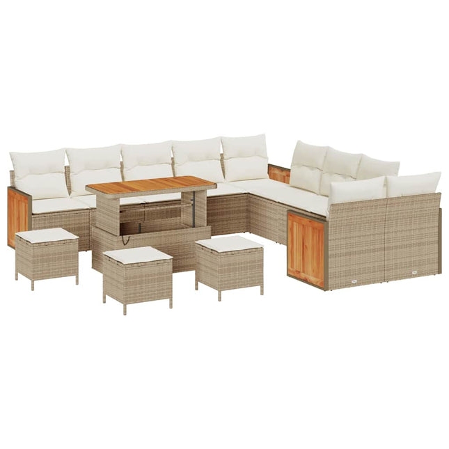 Havesofa Sæt 18 stk. 11-Antal sæder Beige og creme polyrattan