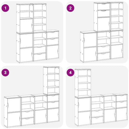sidekabinetter 5 stk ODDA 40x24x79 cm massivt fyrretræ hvid