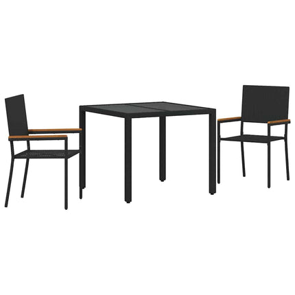 Have Spisebordssæt 3 stk. Sort polyrattan