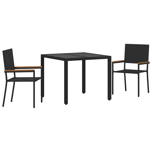 Have Spisebordssæt 3 stk. Sort polyrattan
