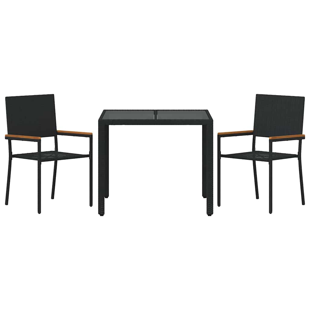 Have Spisebordssæt 3 pcs Sort polyrattan