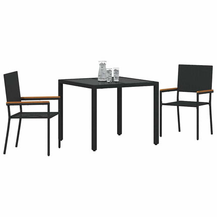 Have Spisebordssæt 3 stk. Sort polyrattan