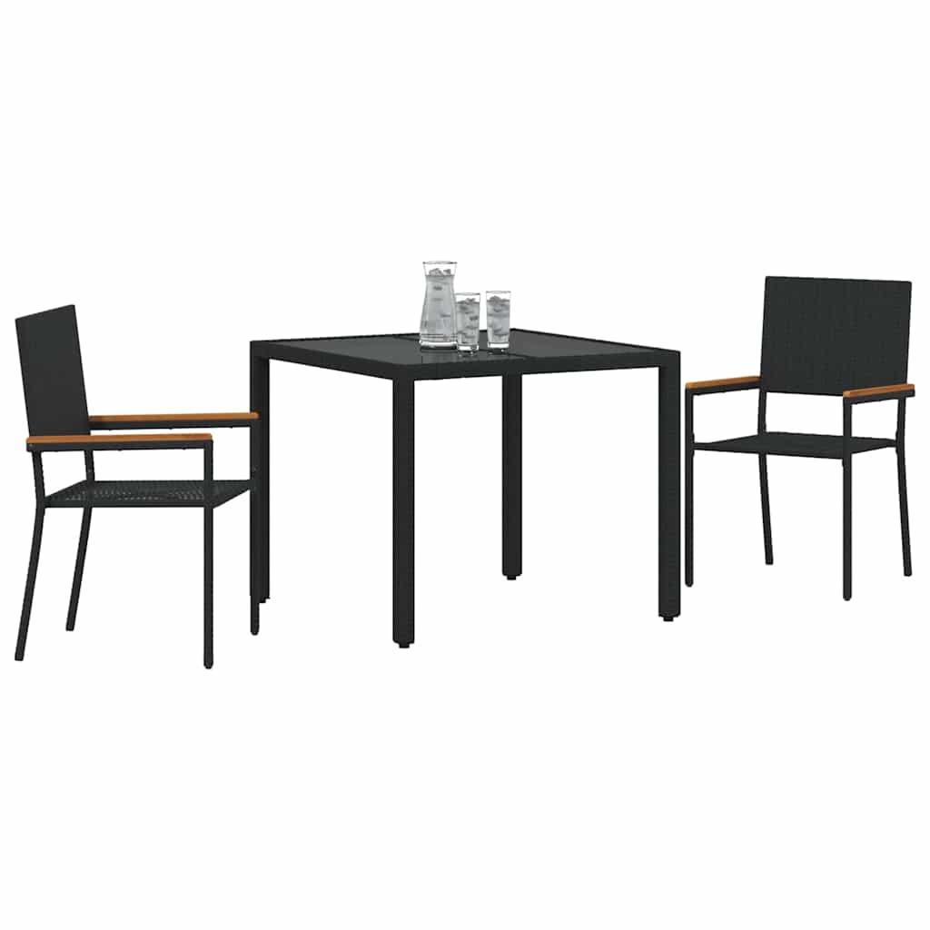Have Spisebordssæt 3 pcs Sort polyrattan