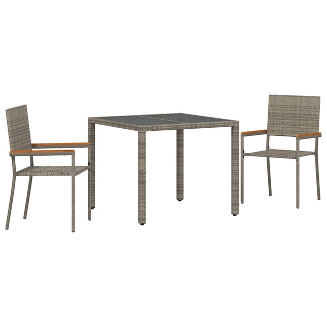 Have Spisebordssæt 3 pcs Grå polyrattan