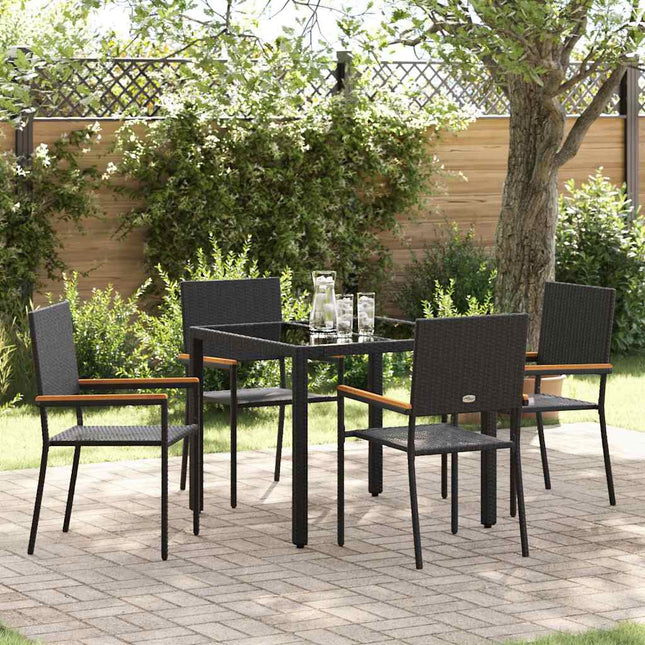 Have Spisebordssæt 5 stk. Sort polyrattan