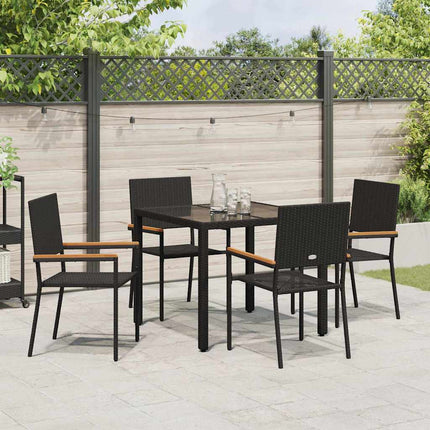 Have Spisebordssæt 5 pcs Sort polyrattan