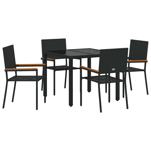 Have Spisebordssæt 5 stk. Sort polyrattan