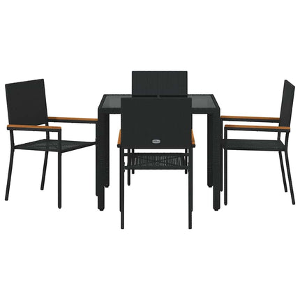 Have Spisebordssæt 5 pcs Sort polyrattan