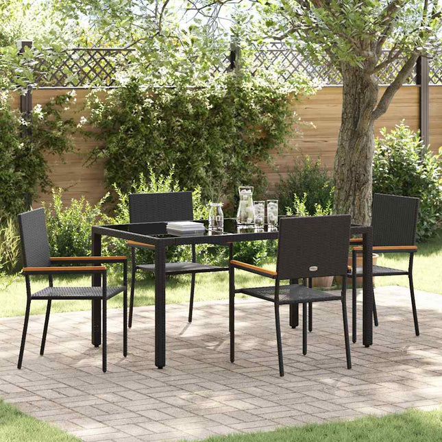 Have Spisebordssæt 5 stk. Sort polyrattan