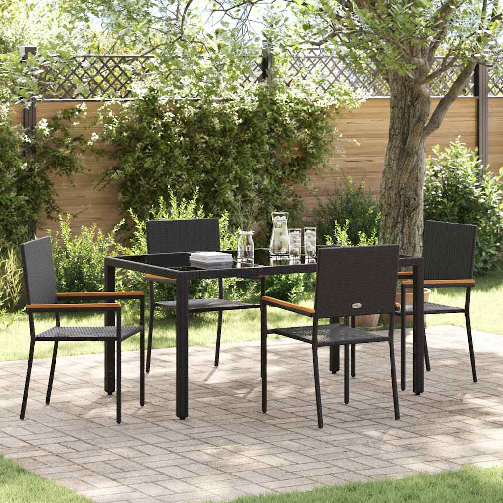 Have Spisebordssæt 5 pcs Sort polyrattan