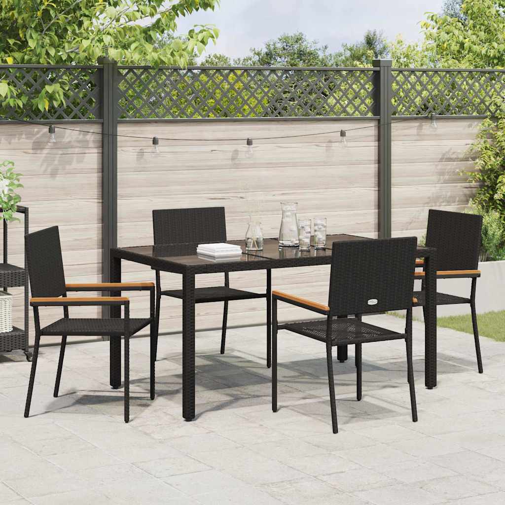 Have Spisebordssæt 5 pcs Sort polyrattan
