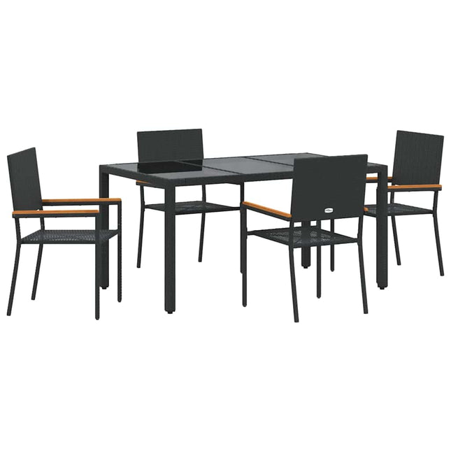 Have Spisebordssæt 5 stk. Sort polyrattan