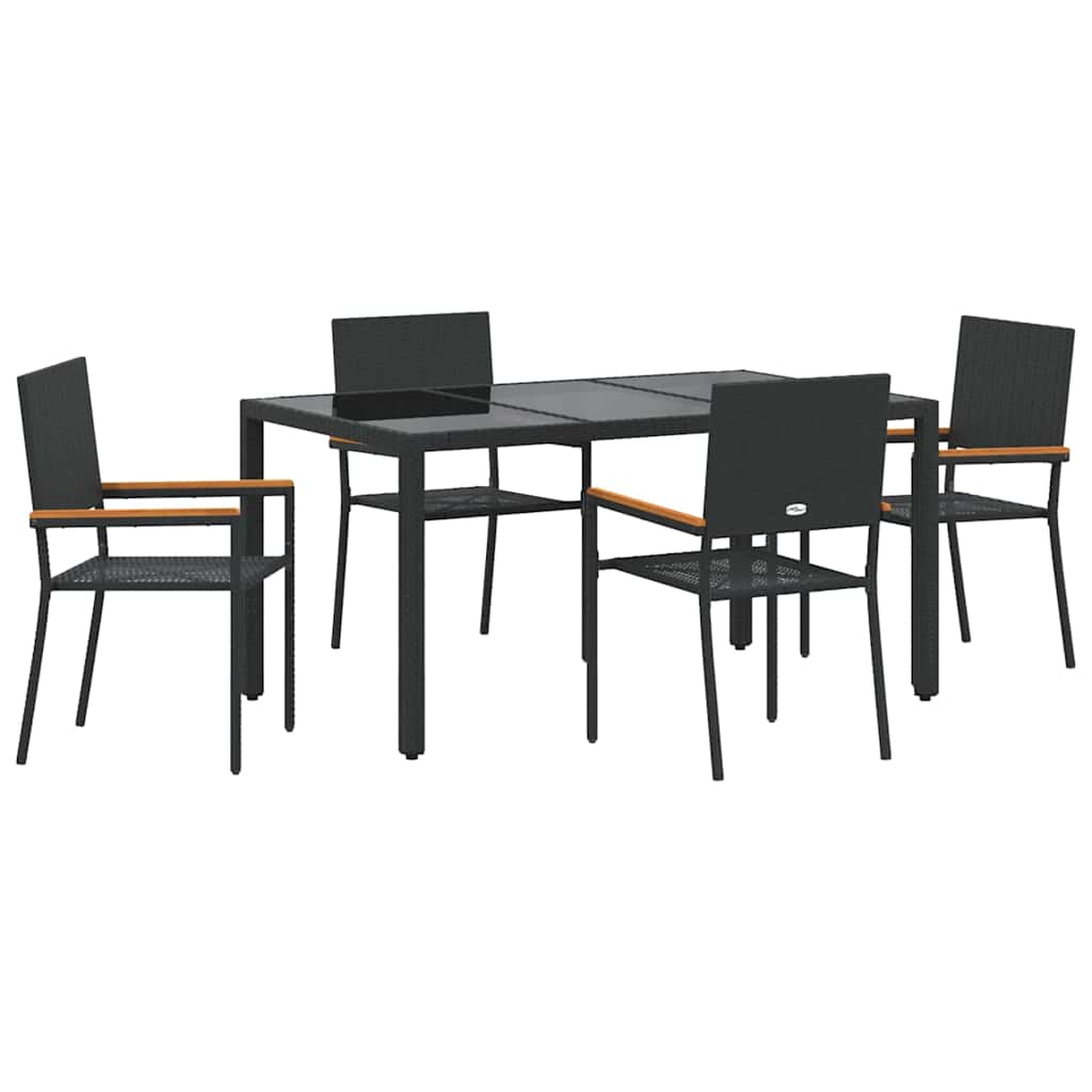 Have Spisebordssæt 5 pcs Sort polyrattan