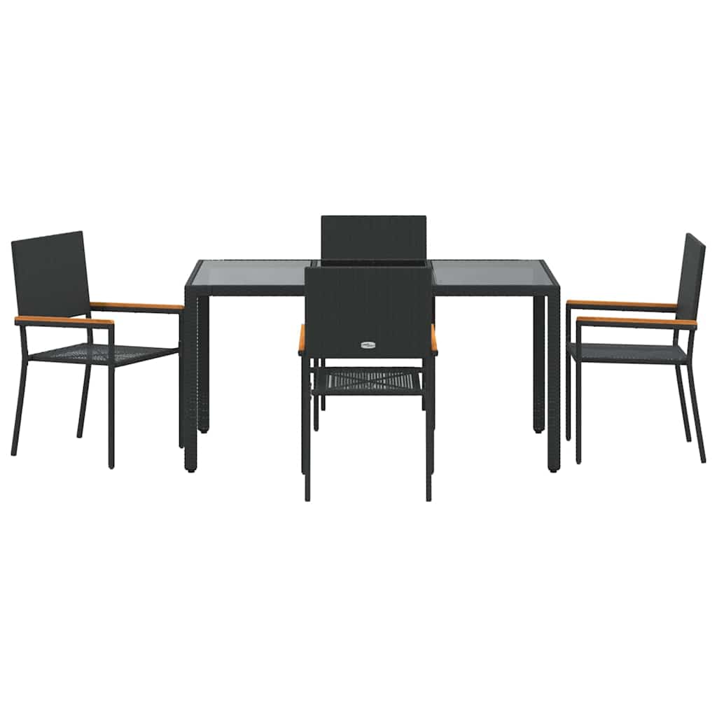 Have Spisebordssæt 5 pcs Sort polyrattan